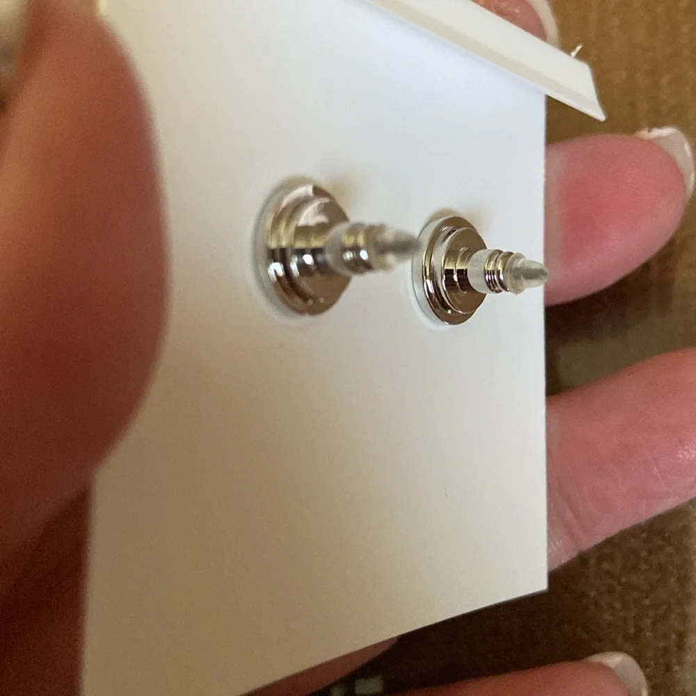 Tory Burch Miller Rhinestone Logo Studs NWOT - Picture 2 of 2